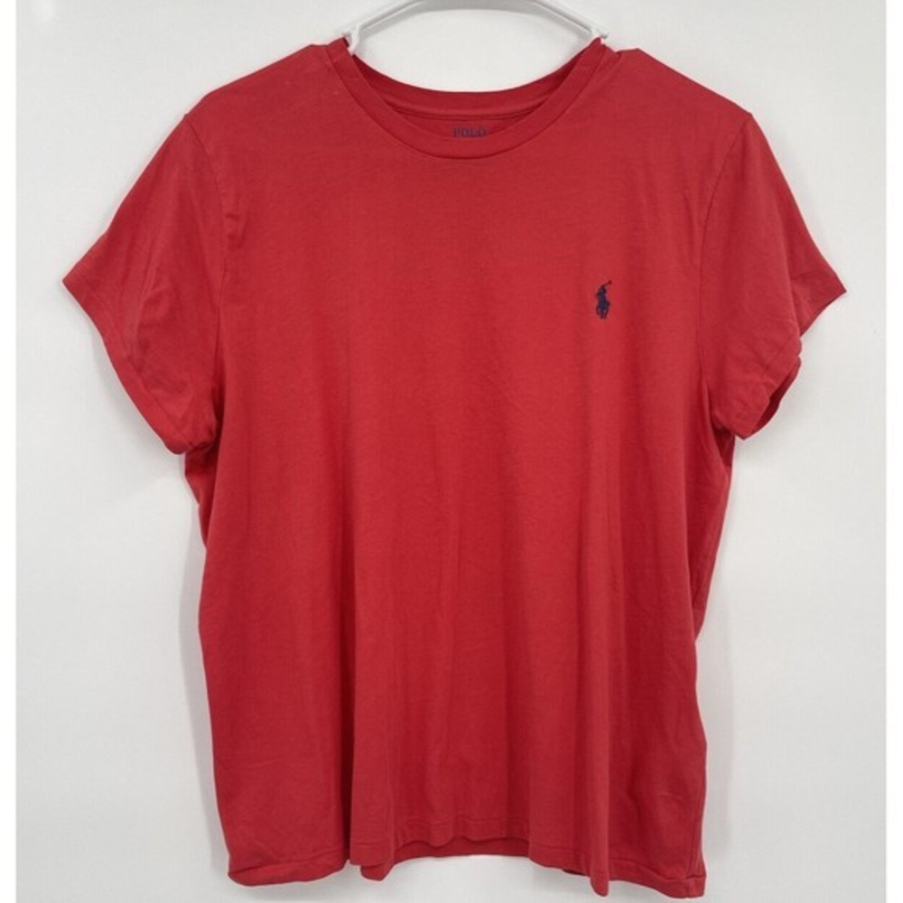 Polo Ralph Lauren Red Crew Neck T Shirt Embroidered Pony Logo Size L
